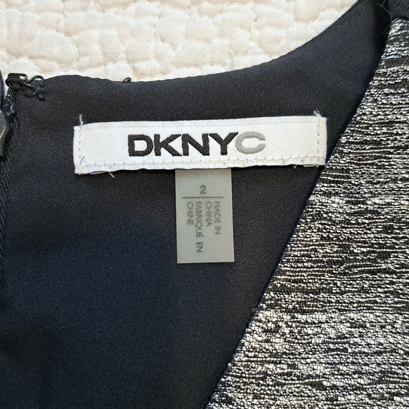 DKNY Black/Silver Dress with Leather Trim - Picture 5 of 7